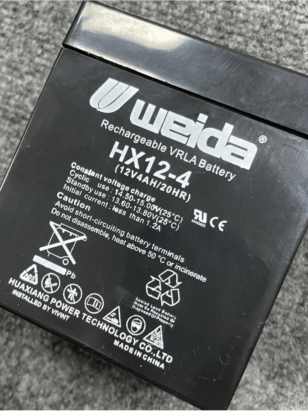 Weida HX12-4 12V 4Ah VRLA Rechargeable Battery Alarm Security UPS Backup